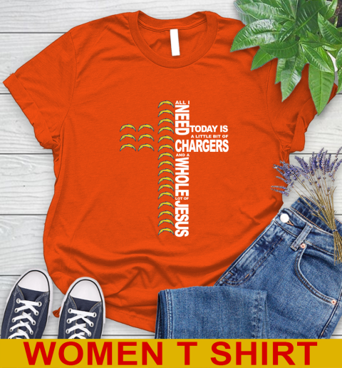 NFL All I Need Today Is A Little Bit Of Los Angeles Chargers Cross Shirt Women's T-Shirt 3