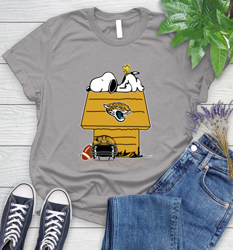 Jacksonville Jaguars NFL Football Snoopy Woodstock The Peanuts Movie Women's T-Shirt 5