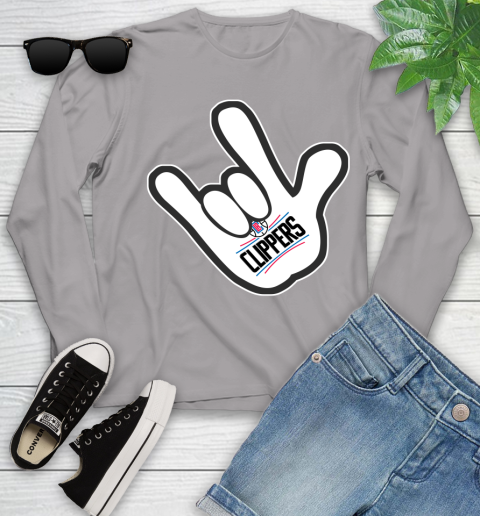 LA Clippers NBA Basketball Mickey Rock Hand Disney Youth Long Sleeve 5