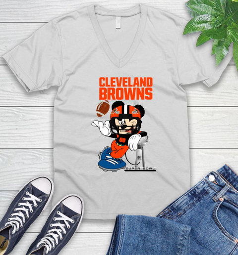NFL Cleveland Browns Mickey Mouse Disney Super Bowl Football T Shirt V-Neck T-Shirt