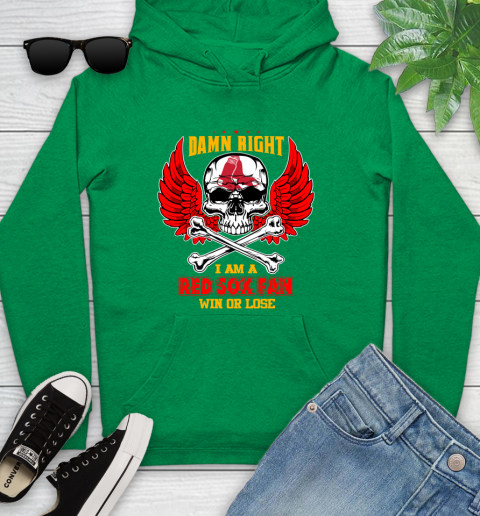MLB Damn Right I Am A Boston Red Sox Win Or Lose Skull Baseball Sports Youth Hoodie 9