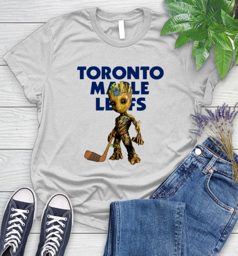 Toronto Maple Leafs NHL Hockey Groot Marvel Guardians Of The Galaxy Women's T-Shirt