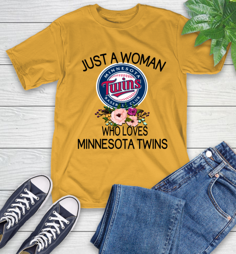 MLB Just A Woman Who Loves Minnesota Twins Baseball Sports T-Shirt 2