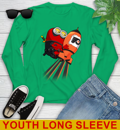 NHL Hockey Philadelphia Flyers Deadpool Minion Marvel Shirt Youth Long Sleeve 7