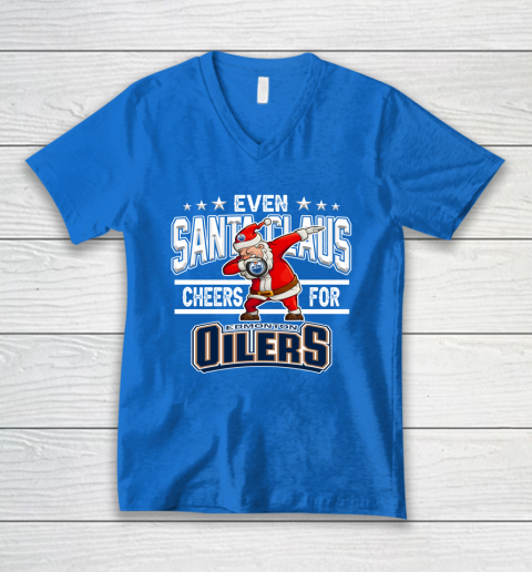 Edmonton Oilers Even Santa Claus Cheers For Christmas NHL V-Neck T-Shirt 5