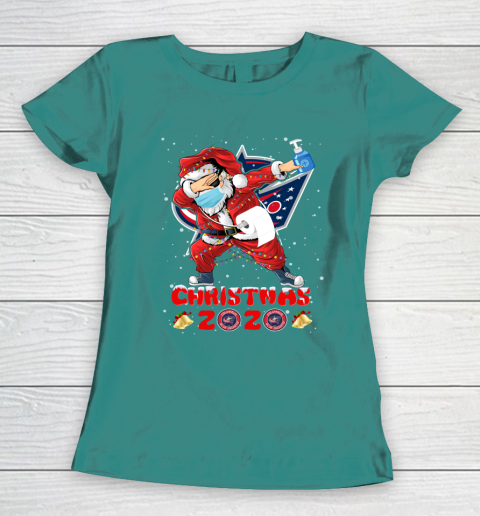 Columbus Blue Jackets Funny Santa Claus Dabbing Christmas 2020 NHL Women's T-Shirt 10