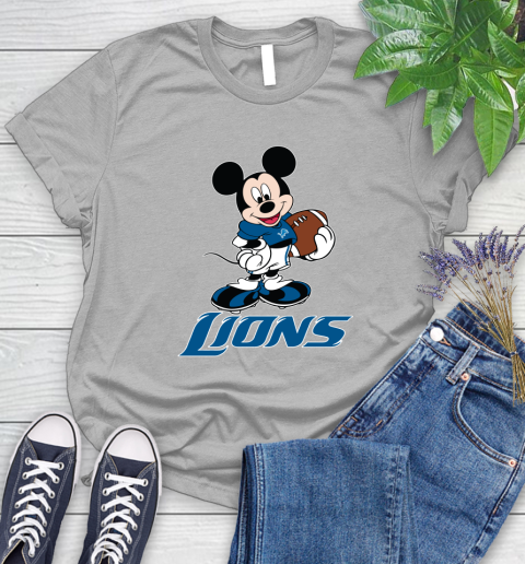 NFL Football Detroit Lions Cheerful Mickey Mouse Shirt Women's T-Shirt 5
