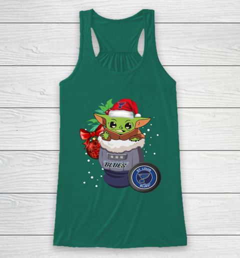 St.Louis Blues Christmas Baby Yoda Star Wars Funny Happy NHL Racerback Tank 6