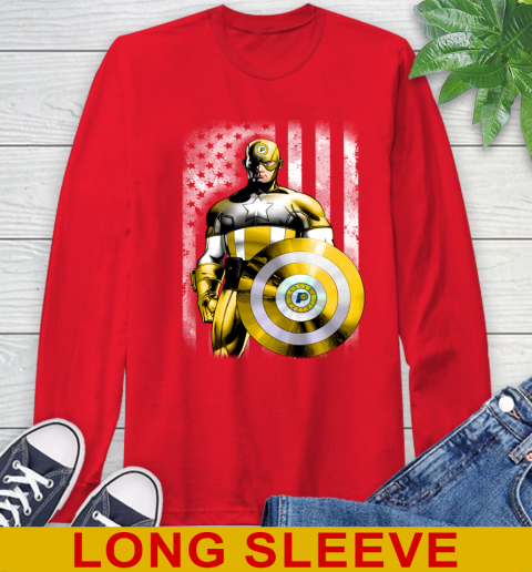 Indiana Pacers NBA Basketball Captain America Marvel Avengers American Flag Shirt Long Sleeve T-Shirt 12