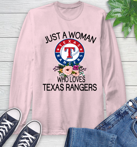 MLB Just A Woman Who Loves Texas Rangers Baseball Sports Long Sleeve T-Shirt 8