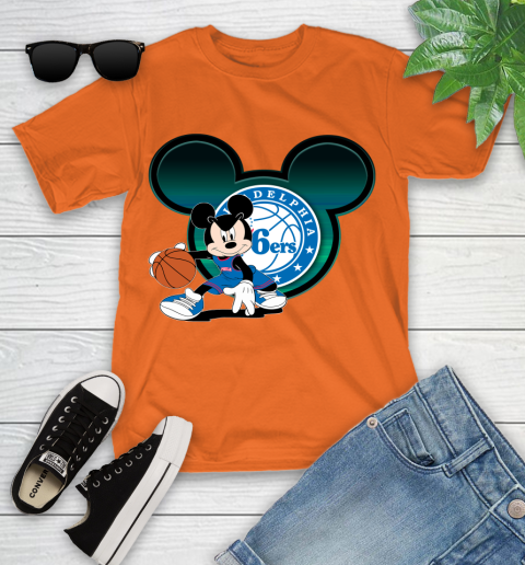 NBA Philadelphia 76ers Mickey Mouse Disney Basketball Youth T-Shirt 7