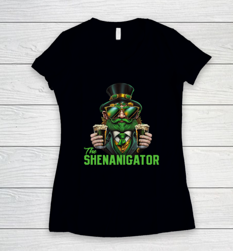 The Shenanigator, Funny Shenanigans Design For St Paddys Day Women's V-Neck T-Shirt