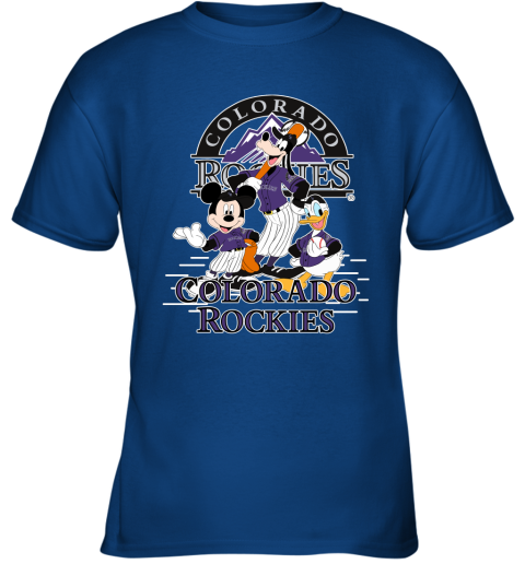 Colorado Rockies Mickey Donald And Goofy Baseball Youth T-Shirt
