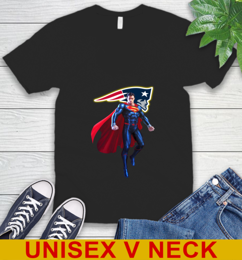 NFL Superman DC Sports Football New England Patriots V-Neck T-Shirt 2