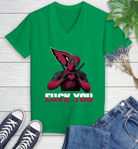 NHL Arizona Cardinals Deadpool Love You Fuck You Football Sports Women's V-Neck T-Shirt 5