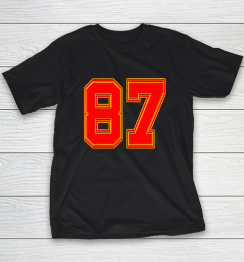 Red Number 87 White Yellow Football Basketball Youth T-Shirt
