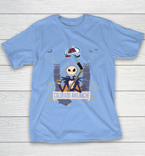 NHL Colorado Avalanche Hockey Jack Skellington Halloween Youth T-Shirt 8