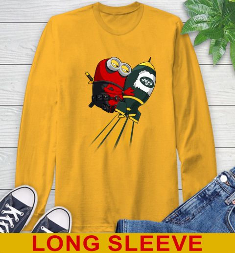 NFL Football New York Jets Deadpool Minion Marvel Shirt Long Sleeve T-Shirt 2