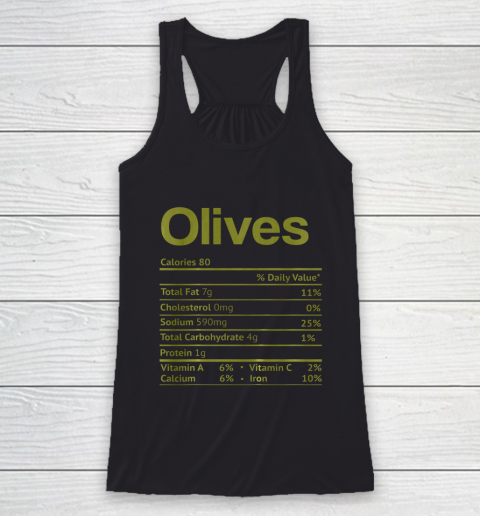 Olive Nutrition Facts Funny Thanksgiving Christmas Food Racerback Tank