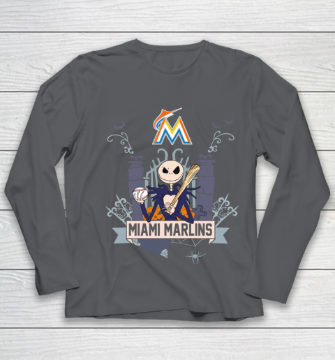 MLB Miami Marlins Baseball Jack Skellington Halloween Youth Long Sleeve 6