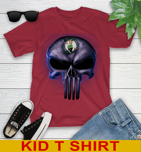 Boston Celtics NBA Basketball Punisher Skull Sports Youth T-Shirt 12