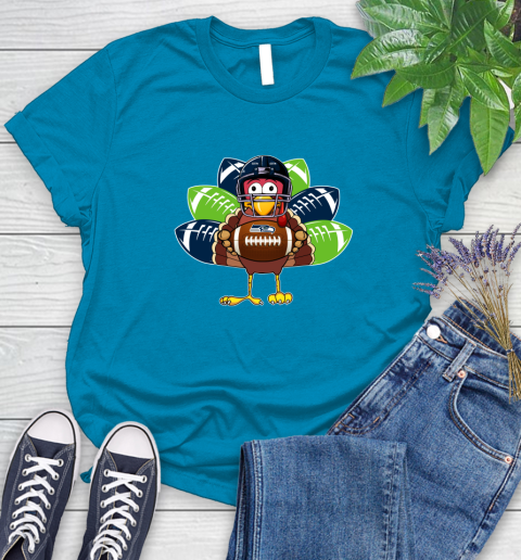Seattle Seahawks Turkey Thanksgiving Day Women's T-Shirt 7