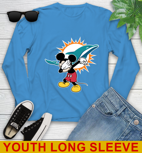 Miami Dolphins NFL Football Dabbing Mickey Disney Sports Youth Long Sleeve 8