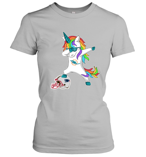 Football Dabbing Unicorn Steps On Helmet Miami Dolphins Women's T-Shirt