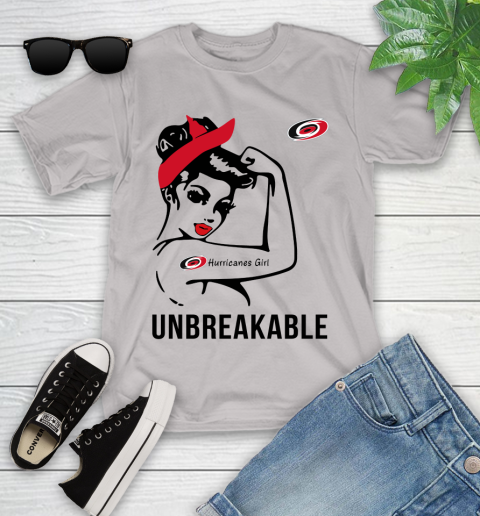 NHL Carolina Hurricanes Girl Unbreakable Hockey Sports Youth T-Shirt 10