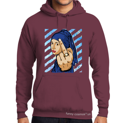 Air Jordan 1 Royal Matching Sneaker Tshirt The girl With The Pearl Earing Middle Finger Blue and Black Jordan Tshirt