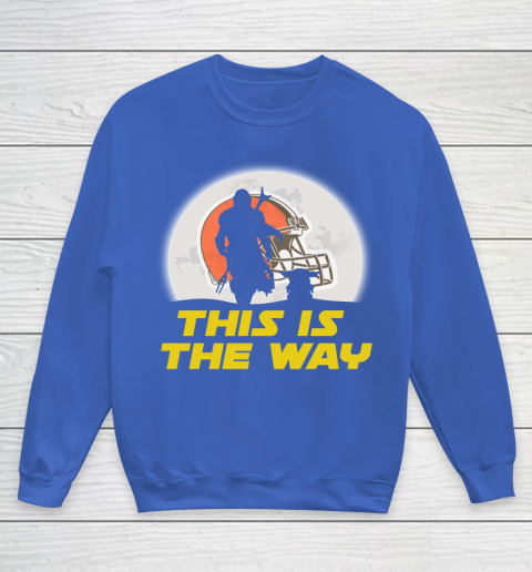 Cleveland Browns NFL Football Star Wars Yoda And Mandalorian This Is The Way Youth Sweatshirt 6