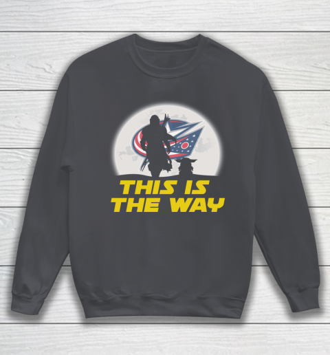 Columbus Blue Jackets NHL Ice Hockey Star Wars Yoda And Mandalorian This Is The Way Sweatshirt 4