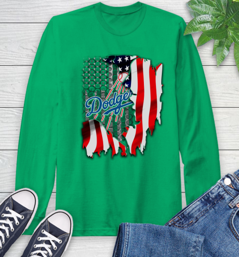 Los Angeles Dodgers MLB Baseball American Flag Long Sleeve T-Shirt 8