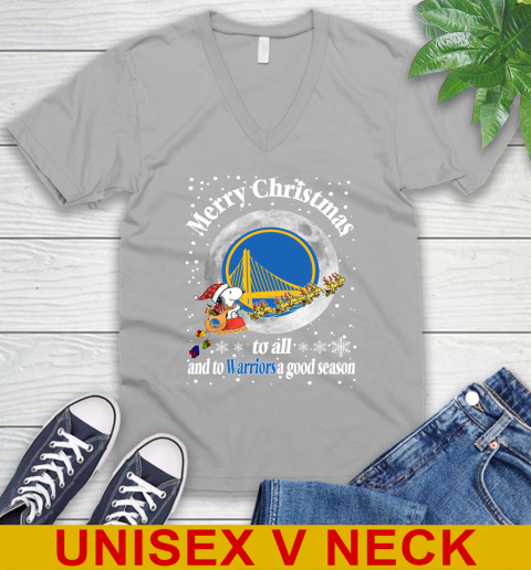 Golden State Warriors Merry Christmas To All And To Warriors A Good Season NBA Basketball Sports V-Neck T-Shirt 3
