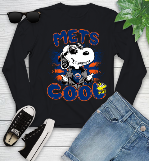 MLB Baseball New York Mets Cool Snoopy Shirt Youth Long Sleeve