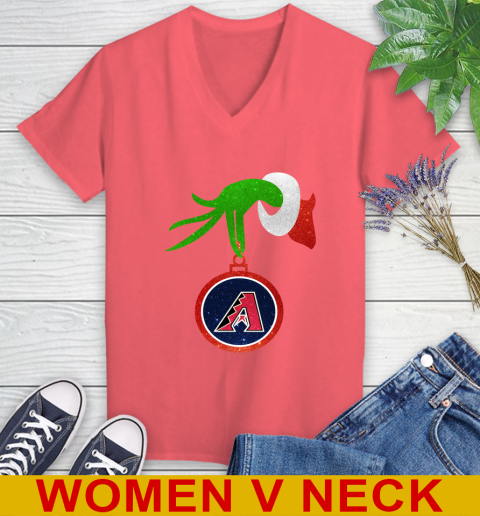 Arizona Diamondbacks Grinch Merry Christmas MLB Baseball Women's V-Neck T-Shirt 7