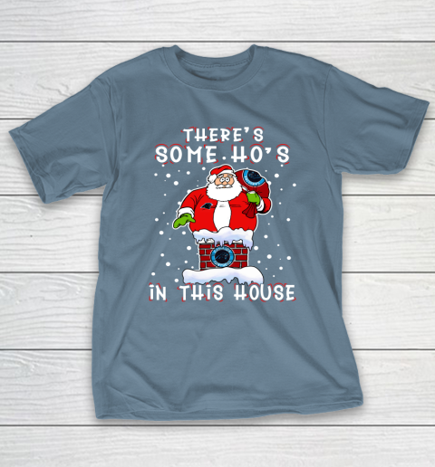 Carolina Panthers Christmas There Is Some Hos In This House Santa Stuck In The Chimney NFL T-Shirt 6