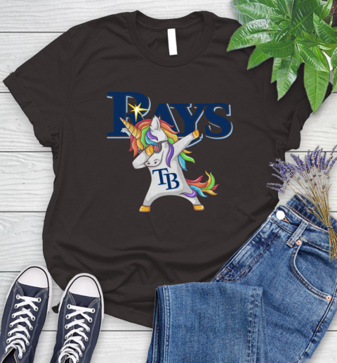 Tampa Bay Rays MLB Baseball Funny Unicorn Dabbing Sports Women's T-Shirt 8