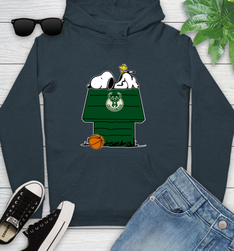 Milwaukee Bucks NBA Basketball Snoopy Woodstock The Peanuts Movie Youth Hoodie 8