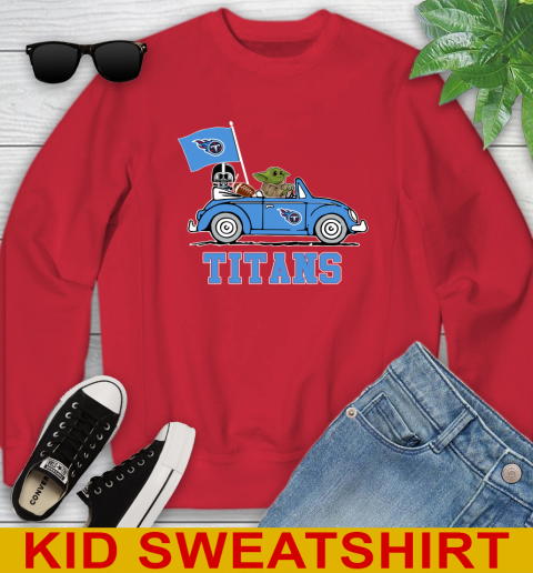 NFL Football Tennessee Titans Darth Vader Baby Yoda Driving Star Wars Shirt Youth Sweatshirt 8