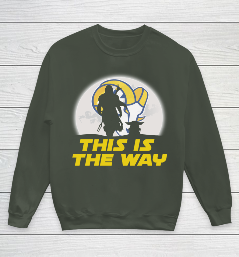Los Angeles Rams NFL Football Star Wars Yoda And Mandalorian This Is The Way Youth Sweatshirt 8
