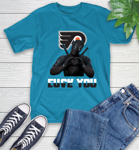 NHL Philadelphia Flyers Deadpool Love You Fuck You Hockey Sports T-Shirt 9