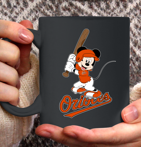 MLB Baseball Baltimore Orioles Cheerful Mickey Mouse Shirt Ceramic Mug 11oz