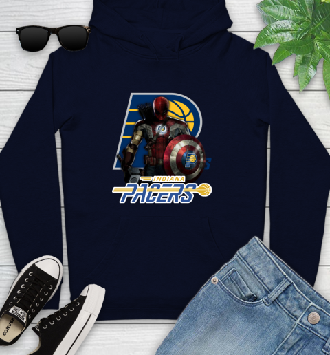 Indiana Pacers NBA Basketball Captain America Thor Spider Man Hawkeye Avengers Youth Hoodie 4