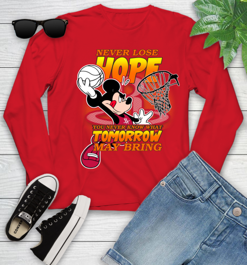 Houston Rockets NBA Basketball Mickey Disney Never Lose Hope Youth Long Sleeve 11