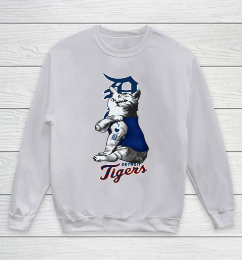 MLB Baseball My Cat Loves Detroit Tigers Youth Sweatshirt 3