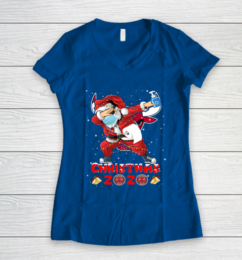 Chicago Bulls Funny Santa Claus Dabbing Christmas 2020 NBA Women's V-Neck T-Shirt 7