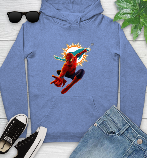 NFL Spider Man Avengers Endgame Football Miami Dolphins Youth Hoodie 12