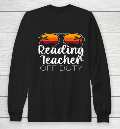Reading Teacher Off Duty Sunglasses Beach Sunset Long Sleeve T-Shirt