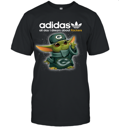 Baby Yoda Adidas All Day I Dream About Green Bay Packers Unisex Jersey Tee